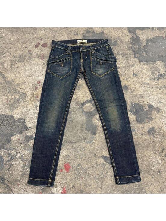 Denim - Vintage Fornarina Dark Wash Low Rise Y2K Cargo Pocket Skinny Jeans 26